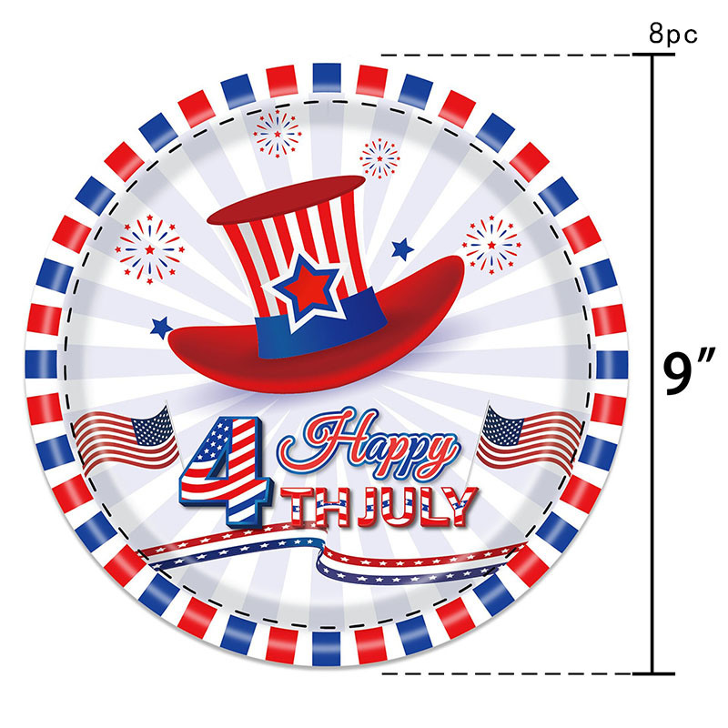dropship American Independence Day Hat Balloon National Flag Disposable Tableware Set Happy 4th Of July USA National Day Party Decor