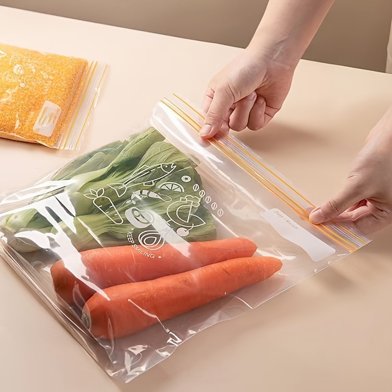dropship 15pcs Large Sealed Bags; Food Grade Freshness Packaging Bags; Self Sealing Household Food Storage Bags; Thickened Refrigerator Organizer Bags; Vacuum Freshness Bags