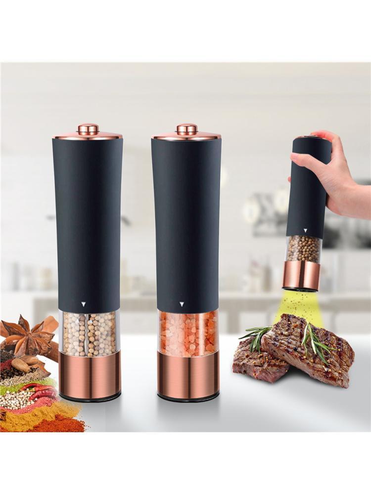 dropship 1PCS Electric Grinder Built In Light Adjustable Grind Size Stainless Steel Mill For Salt Pepper Spices Kitchen Tools