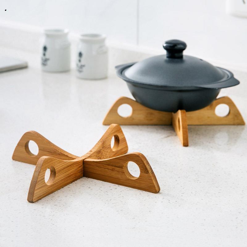 dropship 1pc/2pcs Bamboo Cross Pot Bottom Stand; Pot Rack; Heat-Insulation Anti-Scald Cup & Dish Holder; Draining Rack