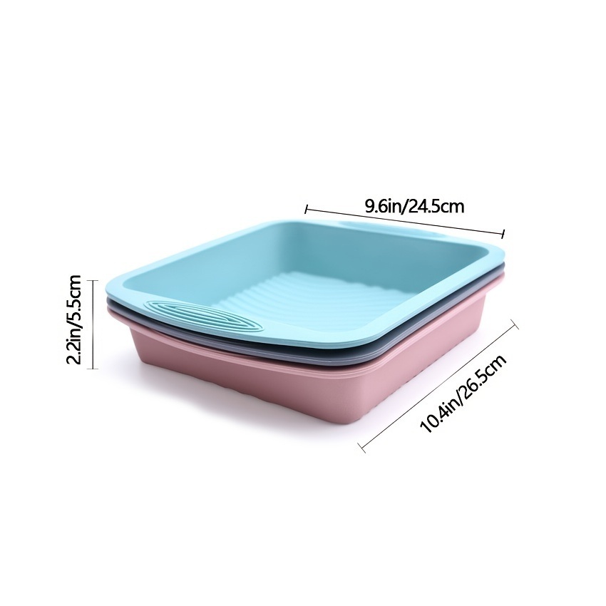 dropship 1pc Square Silicone Cake Pan Wave Pattern Toast Bread Baking Pan Easy To Wash High Temperature Resistant Oven Silicone Cake Mold