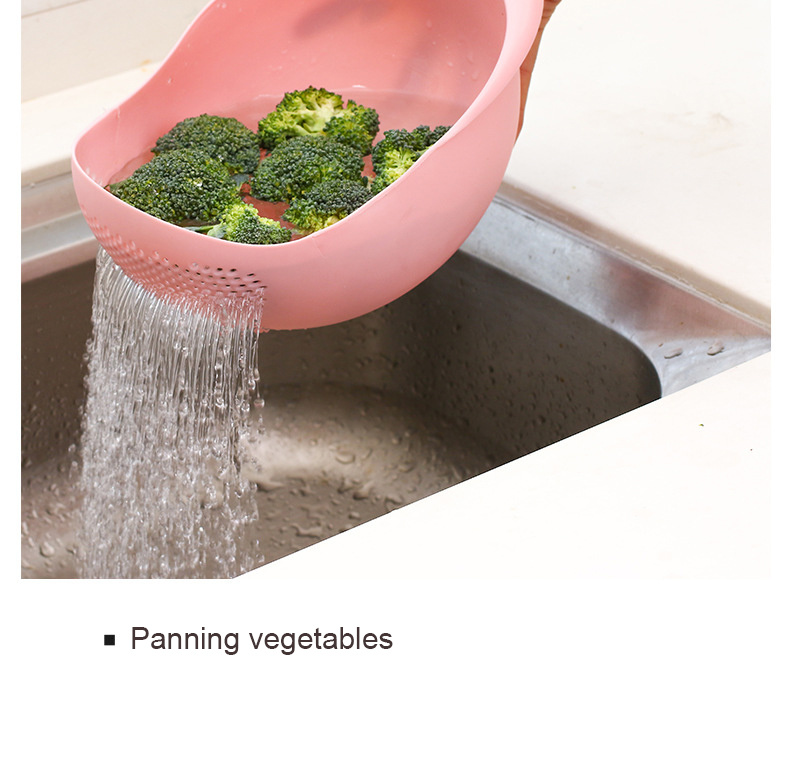 dropship Green Thickened Kitchen Rice Washing Machine Rice Washing Sieve Rice Washing Basin Plastic Draining Vegetable Washing Basket