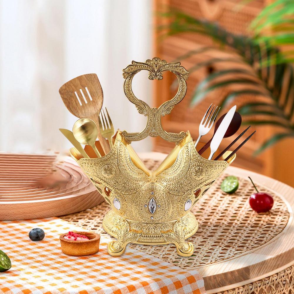 dropship Cutlery Organizer TAble Silverware Holder With Handle European Style Flatware Rack For Knives Forks Spoons Markers And Scissors