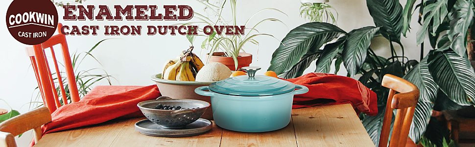 dropship COOKWIN Enameled Cast Iron Dutch Oven with Self Basting Lid; Enamel Coated Cookware Pot 4.5QT