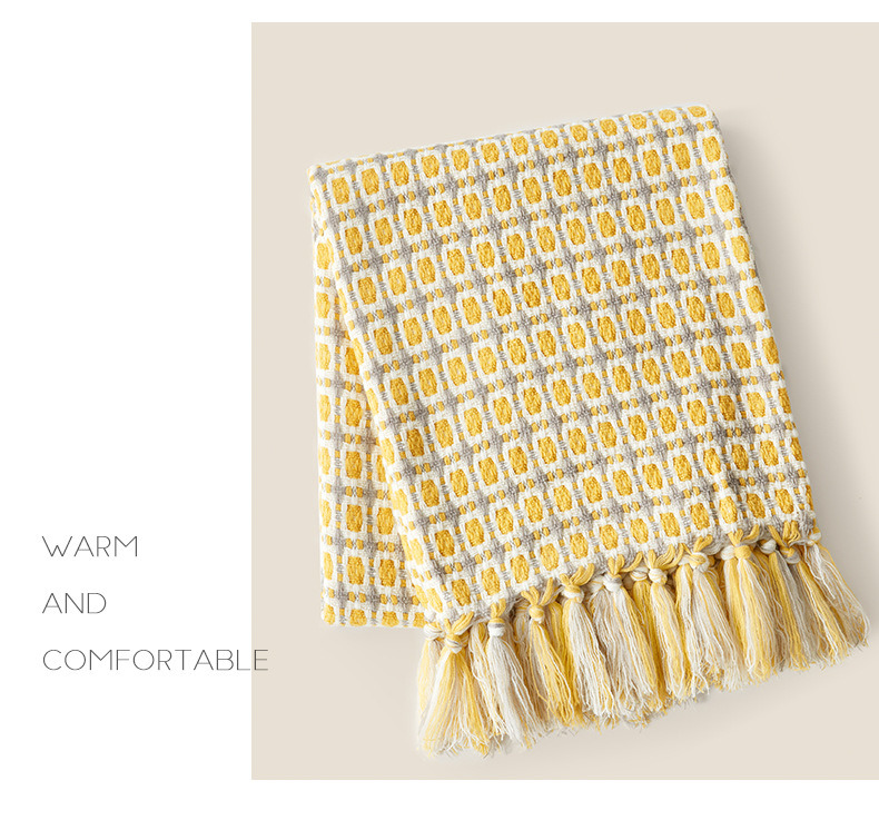 dropship Tassel Thread Blanket Geometry Woven Office Air Conditioner Lunch Break Towel Blanket Shawl Sofa Bedroom Vintage Lattice Splice
