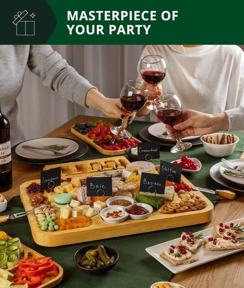 dropship Kitchen Natural Bamboo Cutting Board Bamboo Cheese Board Set