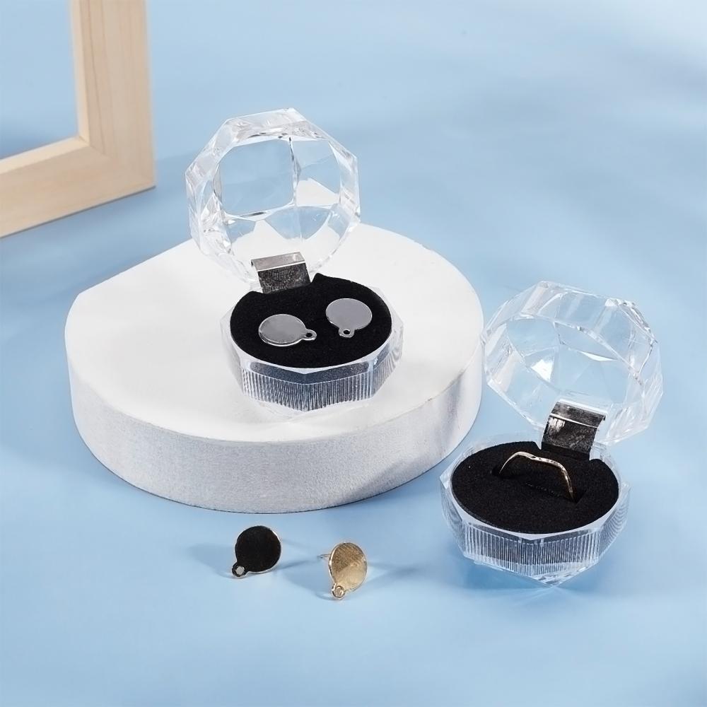 dropship 40pcs Black Clear Plastic Ring Boxes Crystal Earrings Jewelry Storage Boxes Display Organizer Case With Foam Insert