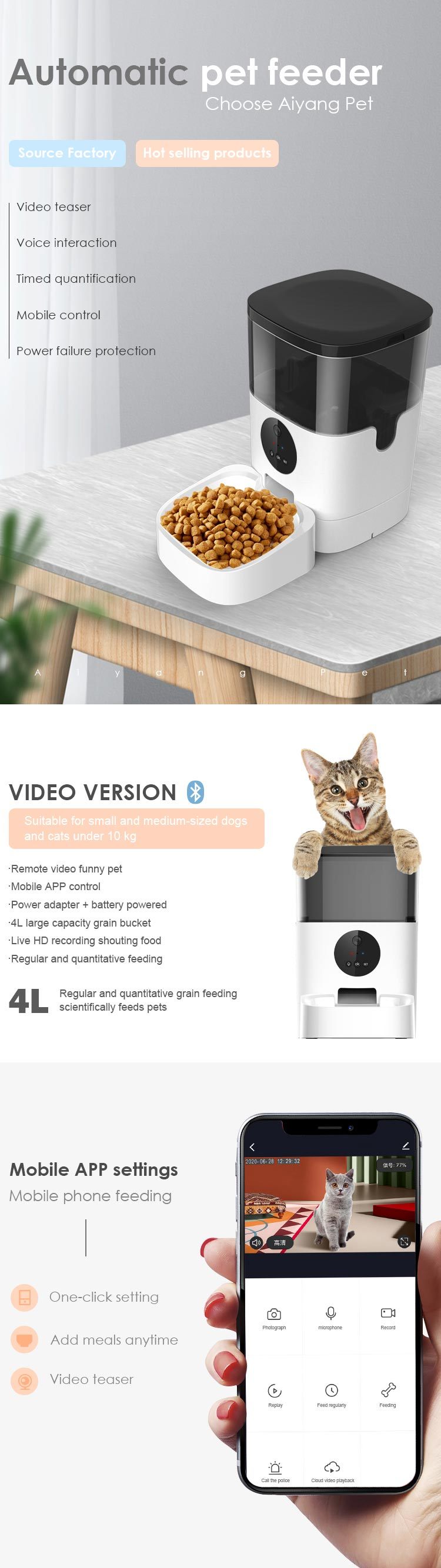 dropship Phone App Control Tuya Smart Wifi Advanced Auto Reminder Timed Cat Dog Food Dispenser Automatic Pet Feeder camera