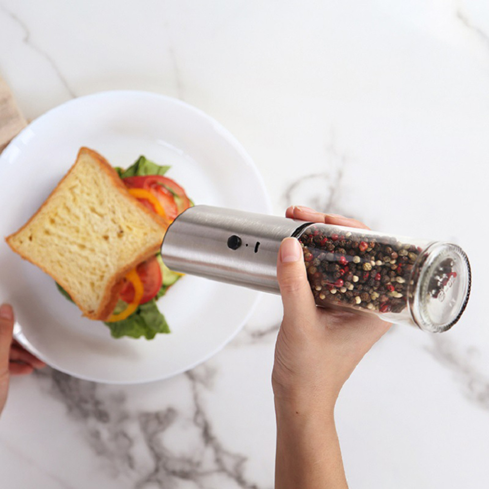 dropship Electric Salt Pepper Grinder USB Rechargeable Pepper Mill Adjustable Coarseness Automatic Spice Milling Machine Kitchen Tool