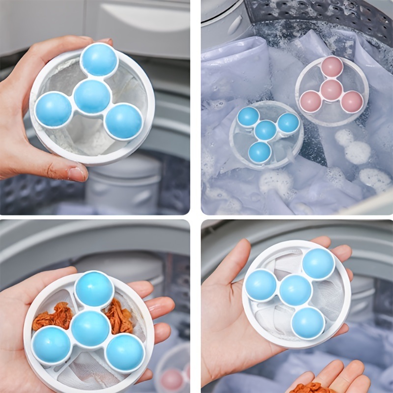 dropship 3pcs Pet Hair Remover; Reusable Lint Catcher Washing Machine Hair Filter; Laundry Hair Removal Ball; Durable Cleaning Mesh Bag Floating Lint Remover For Laundry 6.89*3.62in