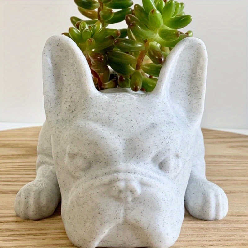 dropship 1pc Mini Resin PuppyFlower Pot, Succulent Planter, French Bulldog Shape Cute Bonsai Flower Pots, Cute Dog Flower Pots, Air Plant Holder, For Home Garden Office Desktop Decor (No Plants)