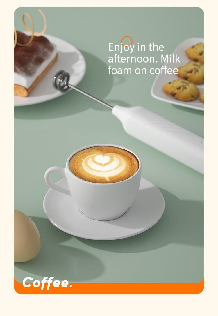dropship Egg Beater Electric Handheld Rotary Egg Whisk Coffee Frothing Wand Cappuccino Frother Mixer USB Portable Kitchen Tools