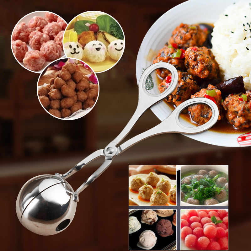 dropship Stainless Steel Meatball Maker Clip Fish Meat Ball Rice Ball Making Mold Form Tool Kitchen Accessories Gadgets Cuisine