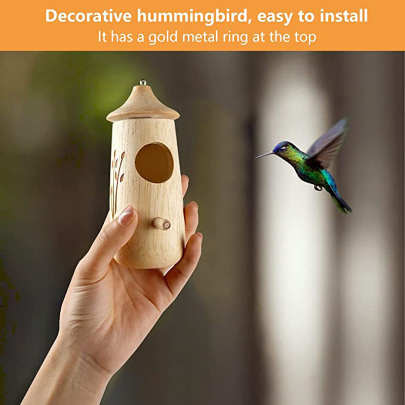 dropship Fashion Outside Wooden Hummingbird House Hanging Swing Hummingbird for Wren Swallow Sparrow Houses Hummingbird