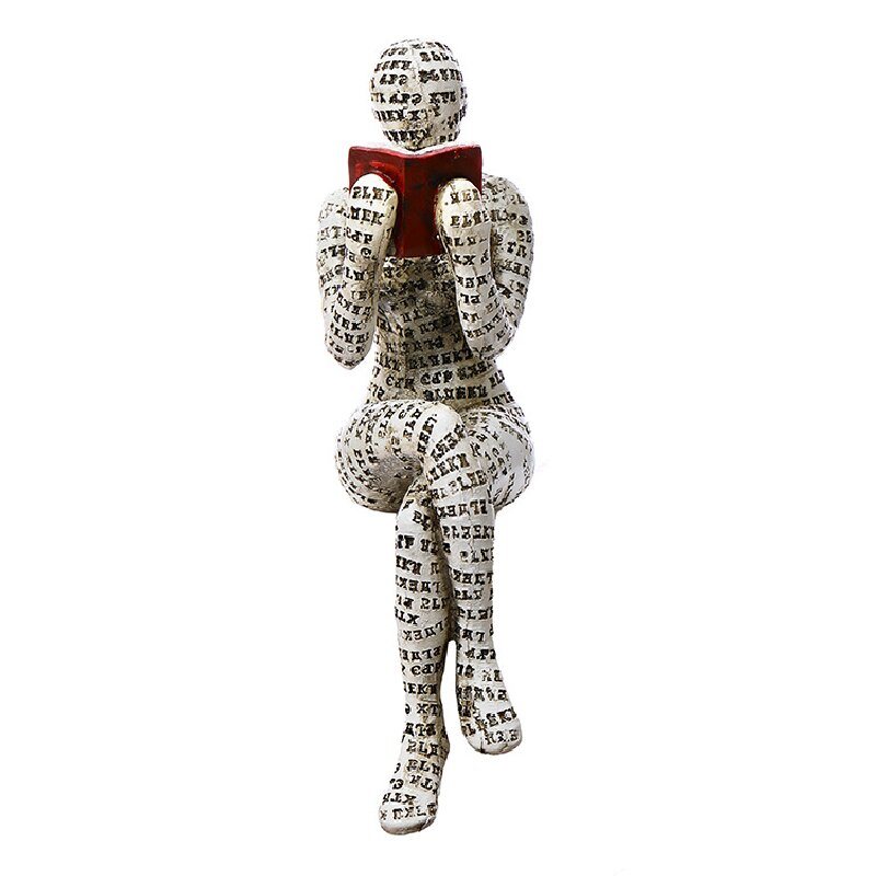 dropship Scandinavian Modern Style; Resin Statue Of Woman Reading; Thinker; Abstract Tabletop Sculpture; Home Decoration For Bedroom