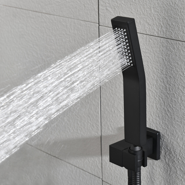 dropship Matte Black Shower Set System Bathroom Luxury Rain Mixer Shower Combo Set Ceiling Mounted Rainfall Shower Head Faucet