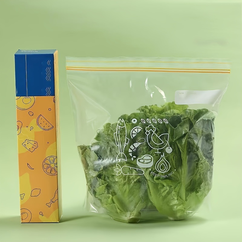 dropship 15pcs Large Sealed Bags; Food Grade Freshness Packaging Bags; Self Sealing Household Food Storage Bags; Thickened Refrigerator Organizer Bags; Vacuum Freshness Bags