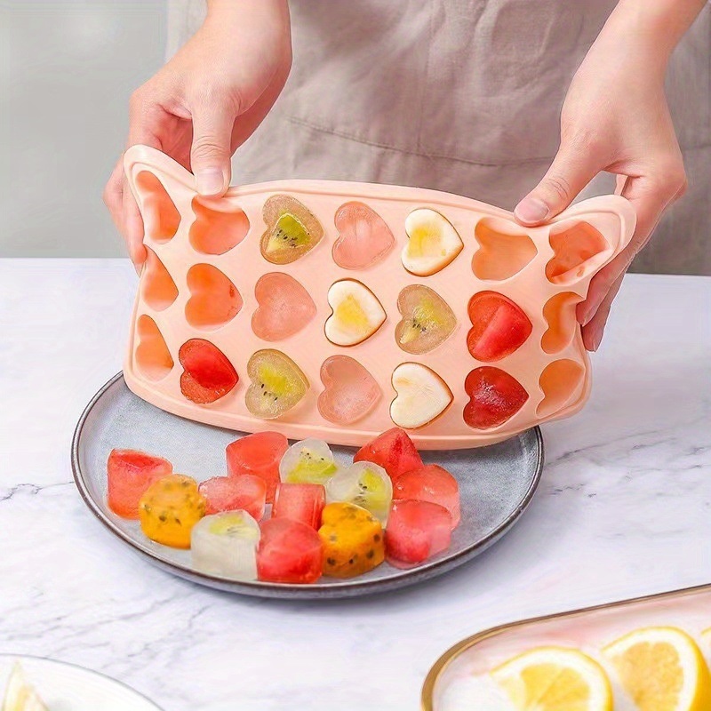 dropship 1pc Silicone Heart-shaped Ice Tray Ice Cube Mold Homemade Ice Cube Box Refrigerator Ice Maker