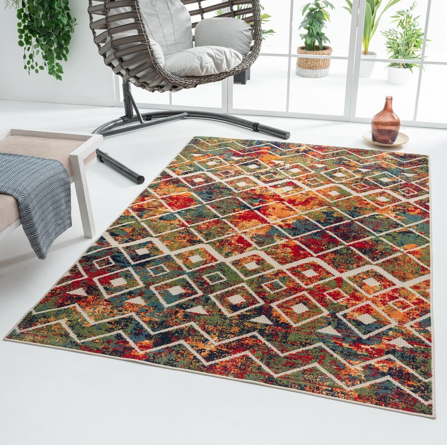 dropship Stylish Classic Pattern Design Floral Damask High-Low Indoor Outdoor Area Rug
