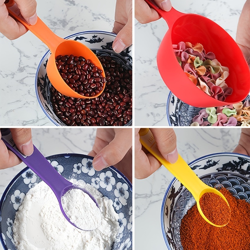 dropship Set 12 Pieces Plastic Measuring Cup Measuring Spoon Set With Scale Color Kitchen Baking Tools Flour Milk Powder Coffee Measuring