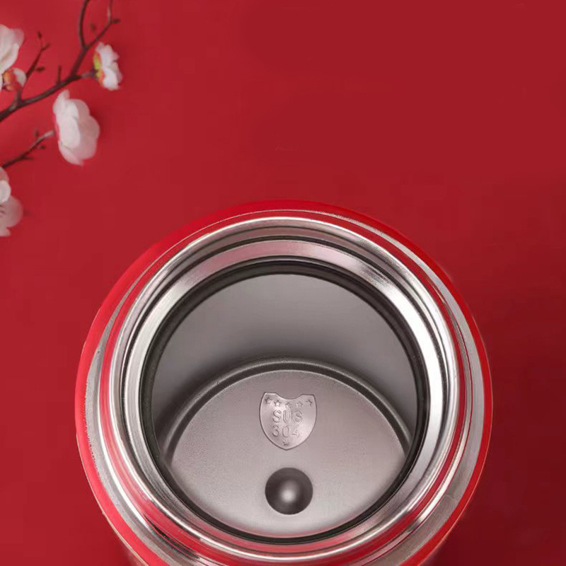 dropship 1pc Chinese Style Warm Cup Water Cup; 304 Stainless Steel Water Cup; Vacuum Cup; Chinese Style Cartoon Animal Crane Fish Lion 16.9oz