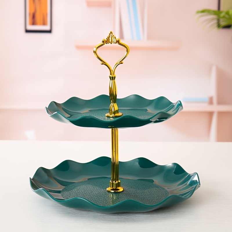 dropship 1pc; Plastic Dessert Display Table; Wavy European And American Style; Buffet Tea Break Cake Dessert Service Tray Fruit Plate