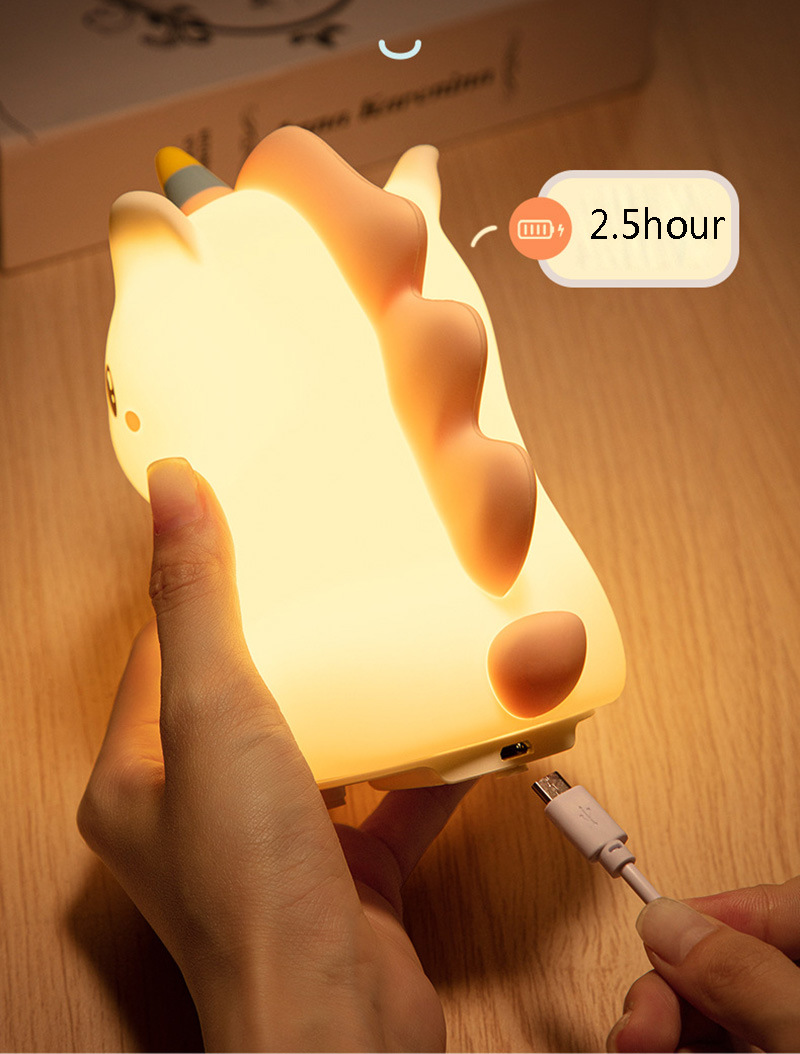 dropship Cute Silicone LED Night Light Unicorn Deer For Kids USB Rechargeable Animal Dinosaur Bedroom Decor Touch Night Lamp For Gifts