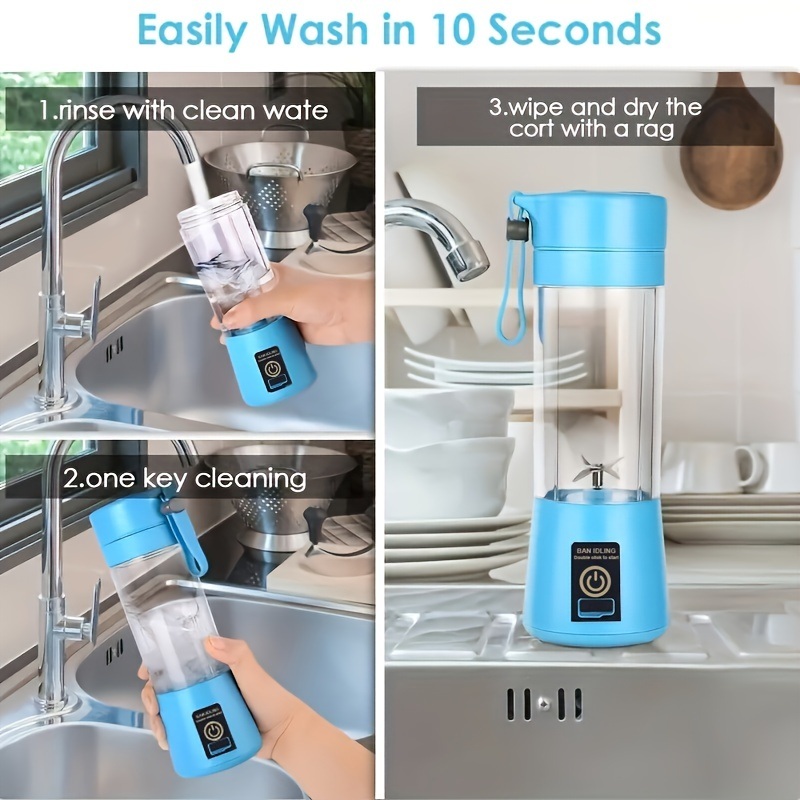 dropship 1pc Portable 6 Blades In 3D Juicer Cup, Updated Version Rechargeable Juice Blender Secure Switch Electric Fruit Mixer For Superb Mixing, USB Rechargeable