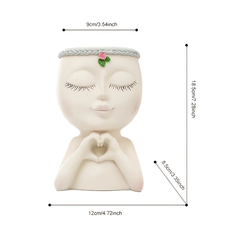 dropship 1pc Figure Flower Pot; Women Face Statue Vase Planter Ornaments; For Indoor Outdoor Home Decor Garden Patio (4.7*7.3*3.4in)