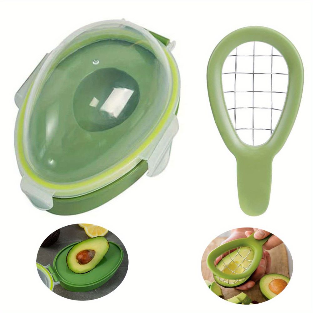 dropship 2pcs; Avocado Storage Container; Fruit Storage Container With Avocado Cutter; Fruit And Vegetable Storage Container; Avocado Storage Container For Kitchen Refrigerator Food Organizer