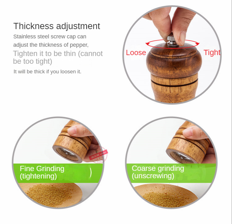 dropship Wooden Grinder Pepper Mill Manual Pepper Ceramic Core Pepper Sea Salt Seasoning Bottle Base Set Kitchen Tools