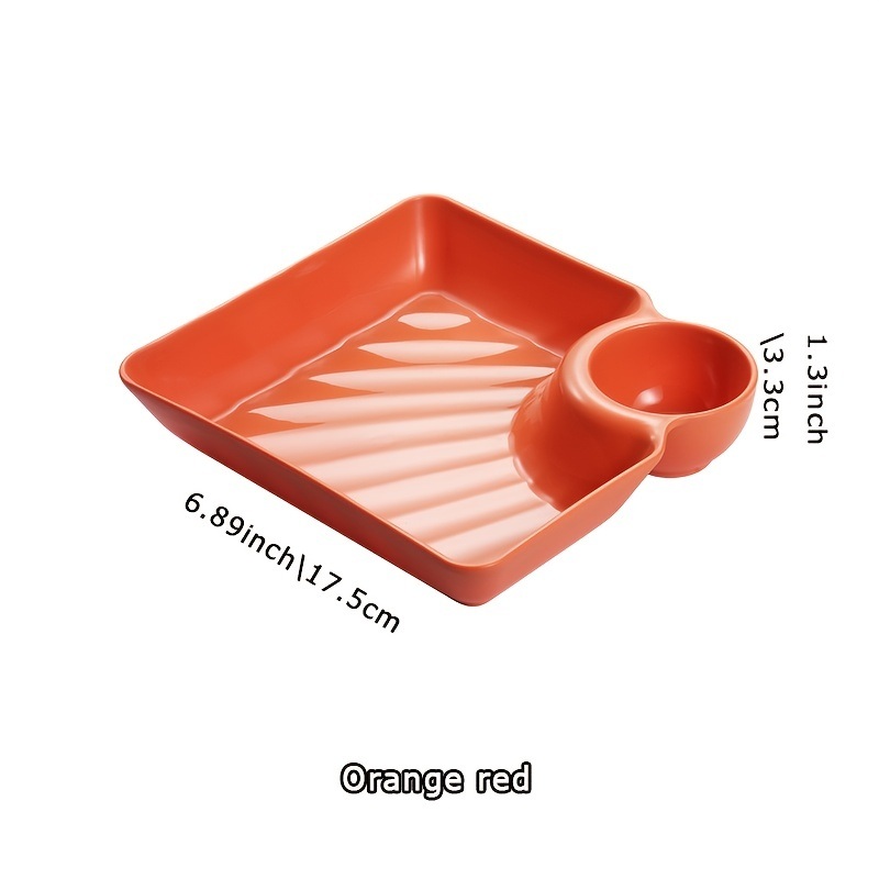 dropship 1pc Dumpling Plate With Sauce Dish; Potato; Water; Dumplings; Plate With Vinegar; Dinner Plate; Household Creative Square Serving Plate With Vinegar Saucer