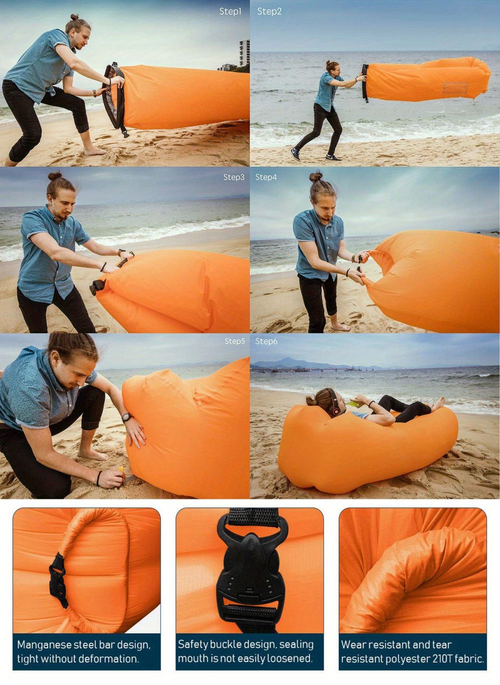 dropship Inflatable Pool Lounger, Portable Lazy Sofa For Backyard Beach Travel & Camping
