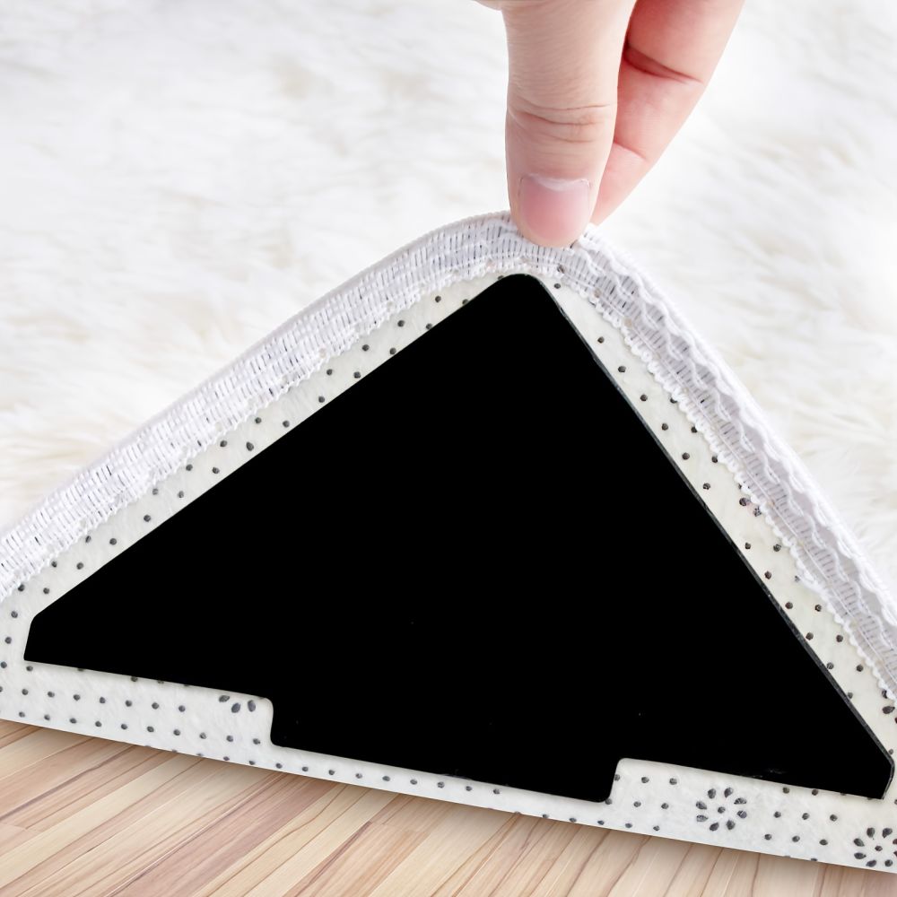 dropship 8pcs Rug Gripper; Double Sided Non-Slip Rug Pads Rug Tape Stickers; Washable Area Rug Pad Carpet Tape Corner Side Gripper For Hardwood Floors And Tile