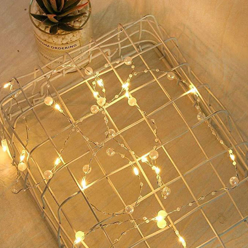 dropship 2/5/10m Pearl Wire Copper String Light Christmas Valentine Wedding Decoration for Home Wedding Party Mariage Garland Decoration