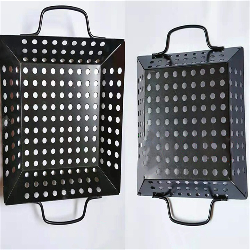 dropship 1pc Square Carbon Steel Barbecue Tray Vegetable Fruit Drain Basket Multifunctional Kitchen Tool