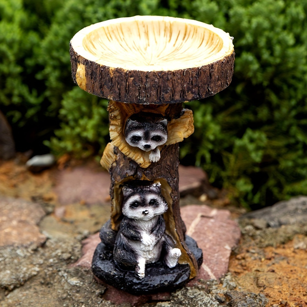 dropship 1pc, 7.87inch Resin Bird Bath Bowl For Garden, Animals & Tree Shape Wild Bird Feeder Birdbath Bowl, Home Decor, Garden Decor