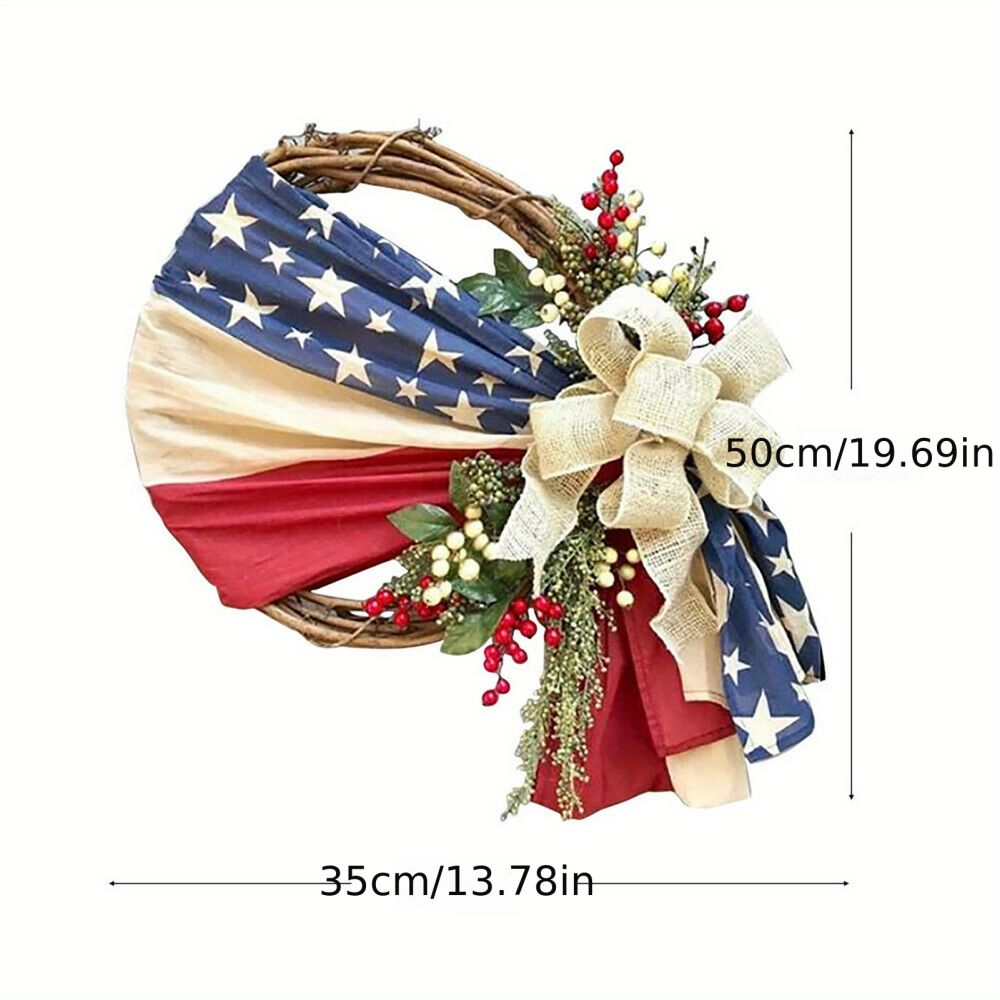 dropship 1pc; American National Day Wreath Independence Day Wreath Home Outdoor Decoration New Arrival Door Decoration; Independence Day Supplies