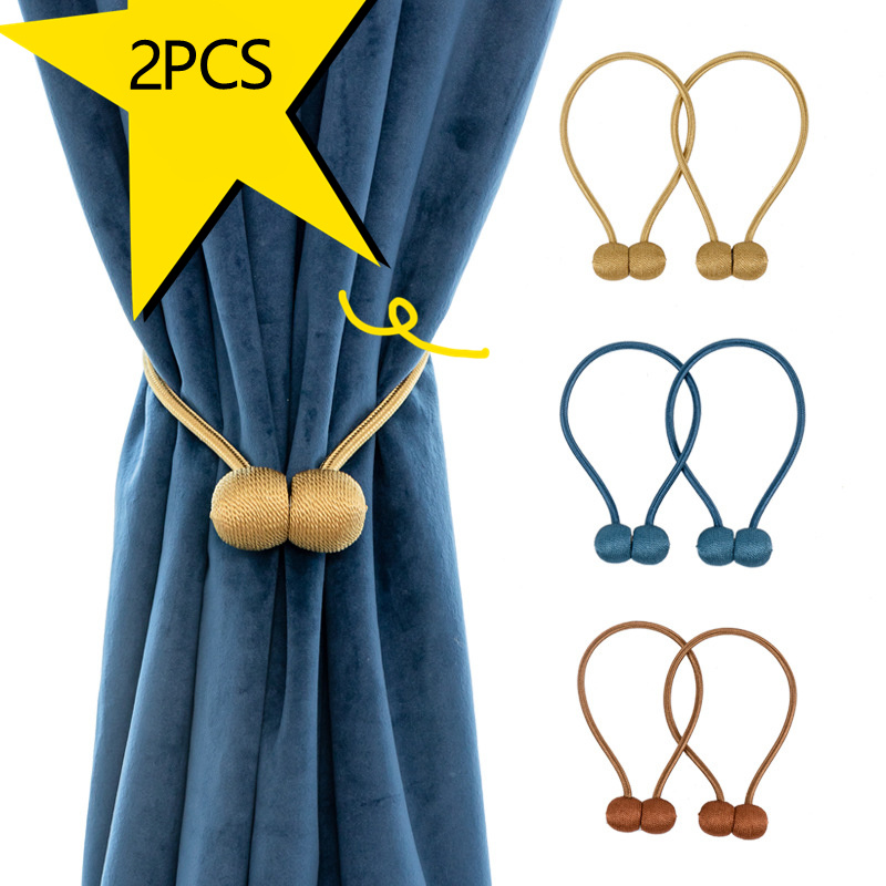 dropship 2Pcs Magnetic Curtain Ball Rods Accessoires Backs Holdbacks Buckle Clips Hook Holder Home Decor Tiebacks Tie Rope Accessory