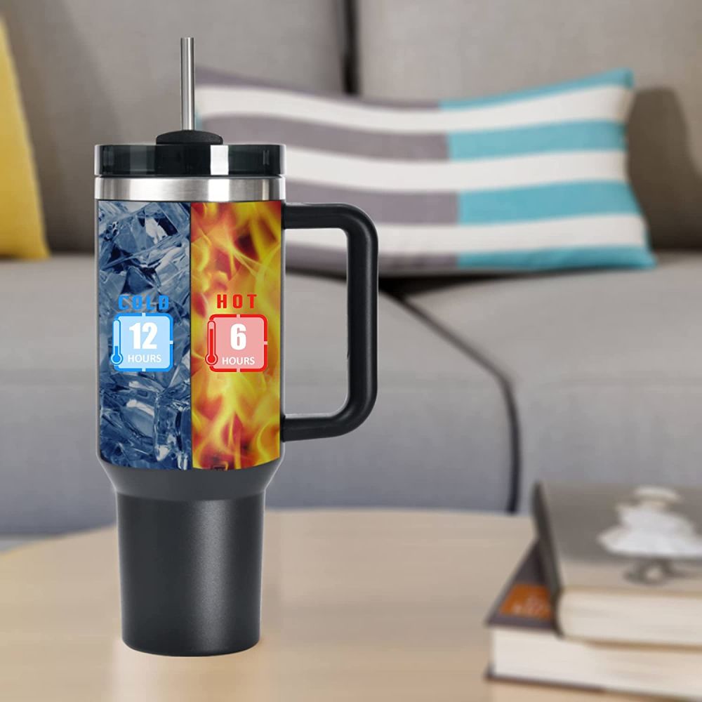 dropship 40 oz Tumbler with Handle and Straw Lid; Insulated Cup Water Bottle