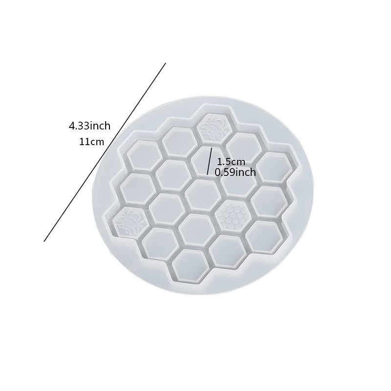 dropship 1pc/5pcs Crystal Drip Rubber Bee Coaster Honeycomb Honeycomb Coaster Setting Table Spacer Silicone Mold