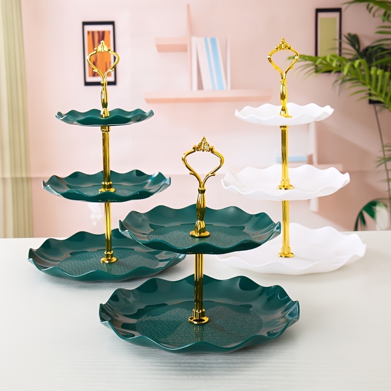 dropship 1pc; Plastic Dessert Display Table; Wavy European And American Style; Buffet Tea Break Cake Dessert Service Tray Fruit Plate