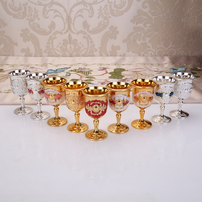dropship X6HD European Style Wine Glasses Retro Dinnerware Goblet Spirit Vodka Champagne Glasses Beverage Tumbler for Party Home Bar