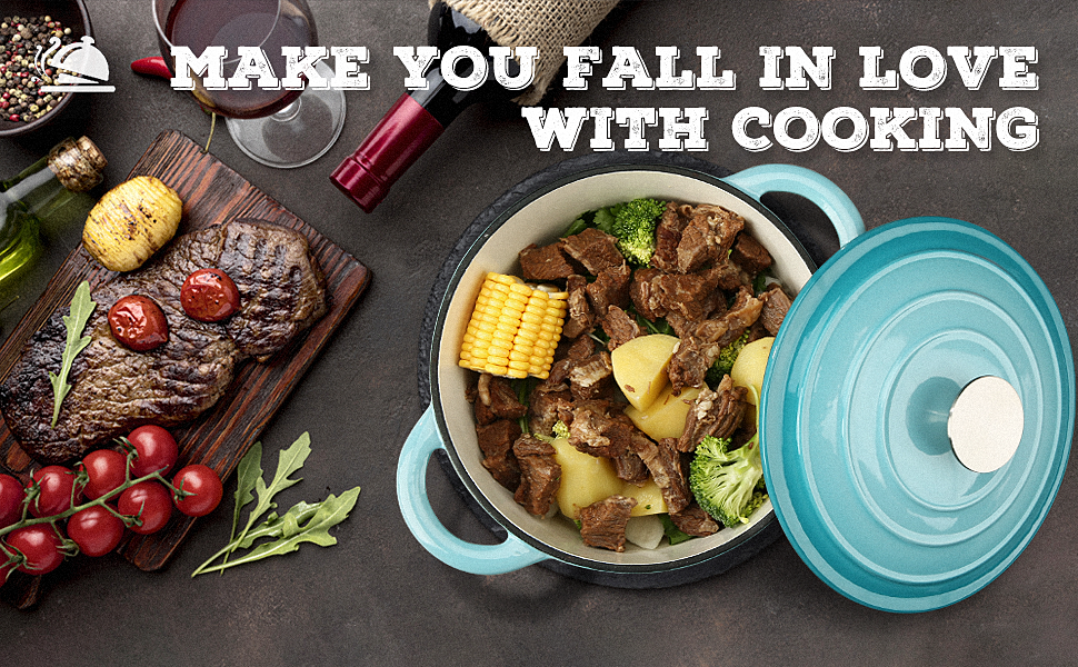 dropship COOKWIN Enameled Cast Iron Dutch Oven with Self Basting Lid; Enamel Coated Cookware Pot 5QT