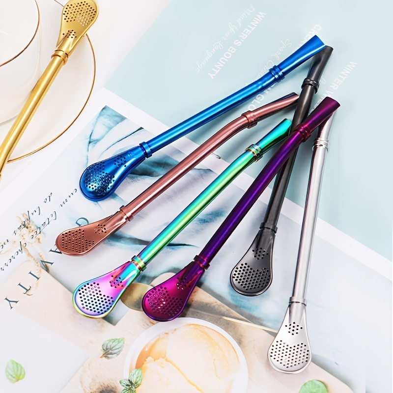 dropship 1pc Reusable Stainless Steel Straw - Creative; Multipurpose Spoon for Coffee; Milk; and More!