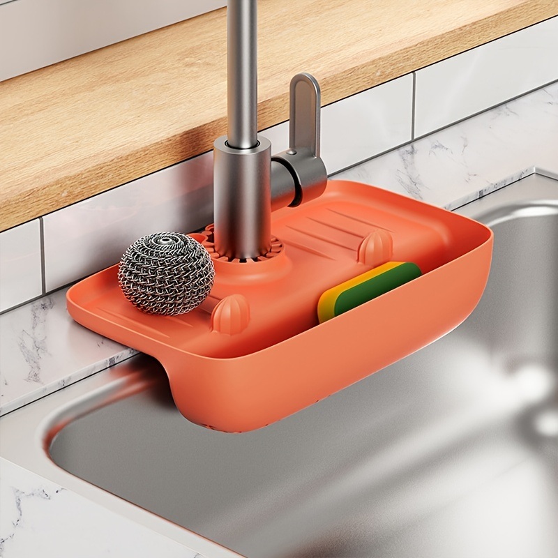 dropship 1pc Splash Guard For Sink Faucet; 10.63"x5.51"; Faucet Drain Rack; Super Absorbent Fast Drying Mat Sink Gadgets; Drip Catcher For Kitchen; Drain Storage Rack For Kitchen Rag And Sponge Brush