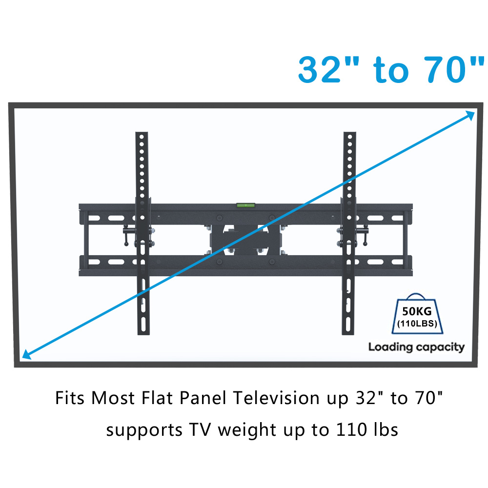 dropship LEADZM TMDS-204 32"-70" 110Lbs VESA600*400 Full Motion TV Wall Mount Tilt Range 0-15° YF