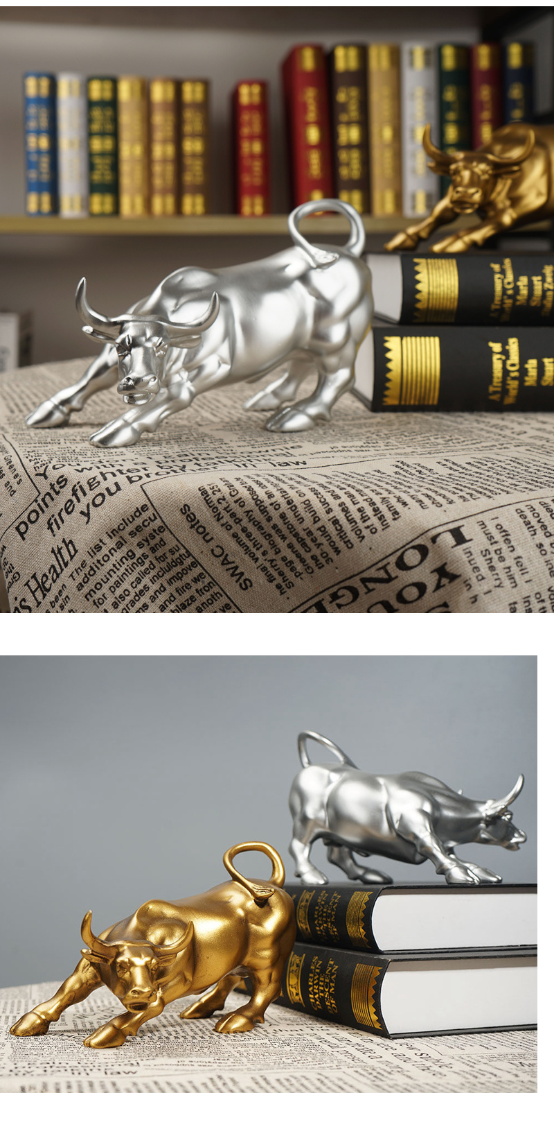 dropship NORTHEUINS Resin Wall Street Bull Figurine Cattle OX Statue Market Miam Bull Home Feng Shui Art Official Desktop Decor Sculpture