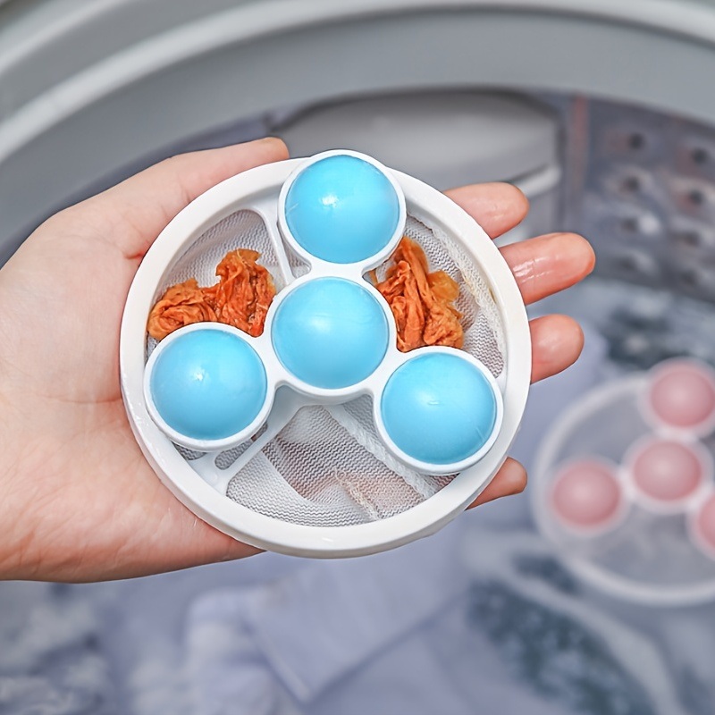 dropship 3pcs Pet Hair Remover; Reusable Lint Catcher Washing Machine Hair Filter; Laundry Hair Removal Ball; Durable Cleaning Mesh Bag Floating Lint Remover For Laundry 6.89*3.62in