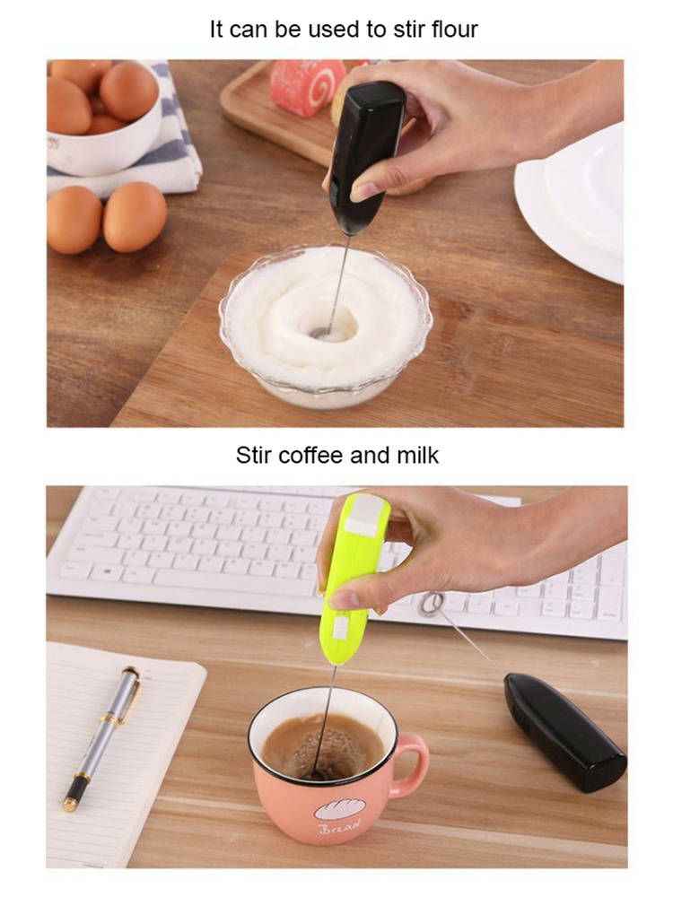 dropship White Electric Egg Beater Milk Frother For Coffee Household Kitchen Mini Stainless Steel Coffee Milk Tea Blender